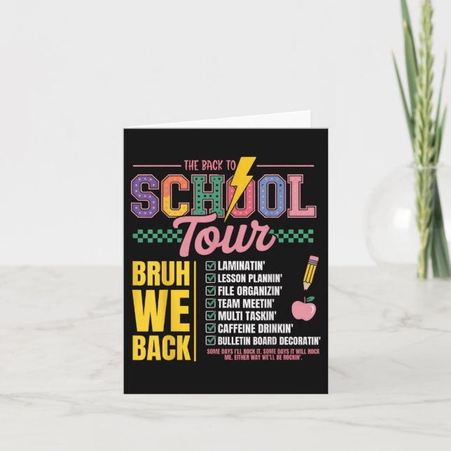 Retro Lightning Bolt Abcd Back to school Tour Teac Kort (Framsida)