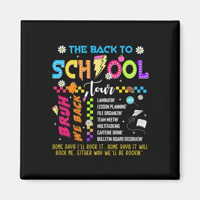 Retro Lightning Bolt Abcd Back To School Tour Teac Magnet (Framsidan)