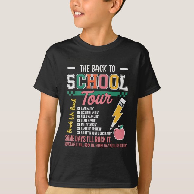 Retro Lightning Bolt Abcd Tillbaka Till Skolan Tur T Shirt (Framsida)