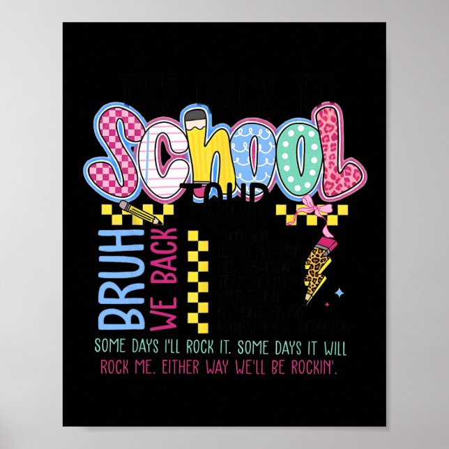 Retro Lightning Bolt Back To School Tour Teacher K Poster (Framsidan)