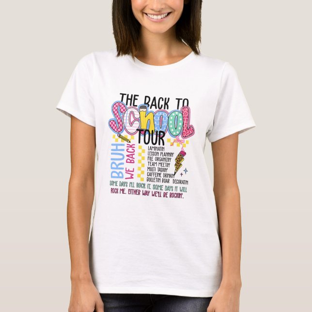Retro Lightning Bolt Back To School Tour Teacher K T Shirt (Framsida)