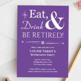 Retro Lila Ät Drick och var trött Inbjudningar