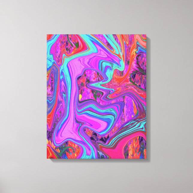 Retro lila, blå och orange abstrakt flytande konst canvastryck (Framsida)