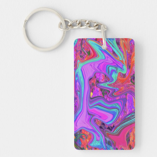 Retro-Lila, blått och Orange Abstrakt, flytande ko (Framsidan)