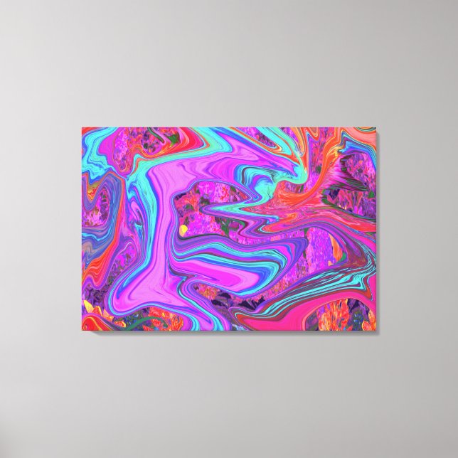 Retro-Lila, blått och Orange Abstrakt, flytande ko Canvastryck (Framsida)