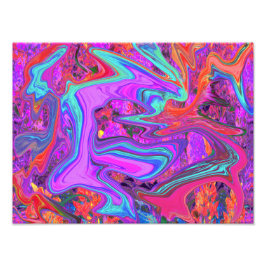 Retro-Lila, blått och Orange Abstrakt, flytande ko Fototryck