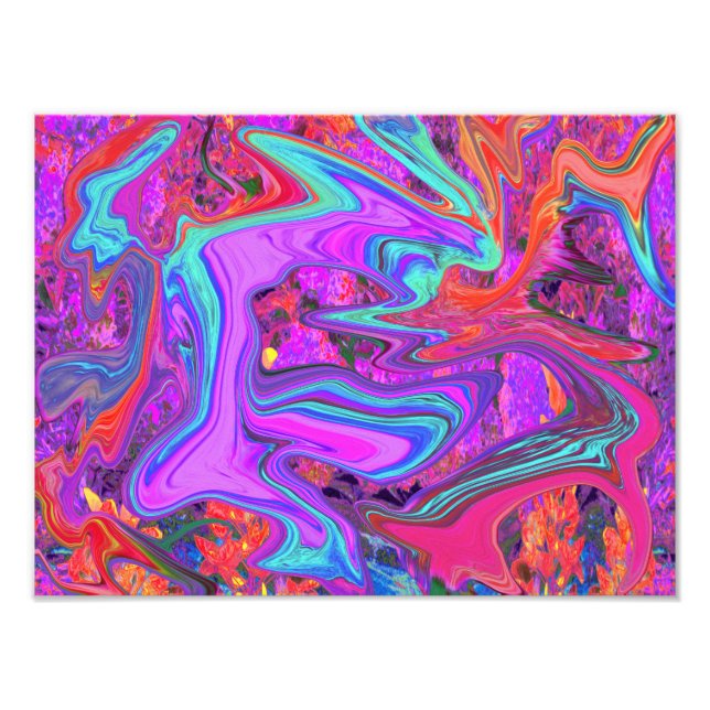 Retro-Lila, blått och Orange Abstrakt, flytande ko Fototryck (Framsidan)