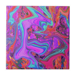 Retro-Lila, blått och Orange Abstrakt, flytande ko Kakelplatta