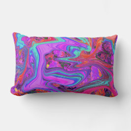 Retro-Lila, blått och Orange Abstrakt, flytande ko Lumbarkudde