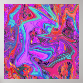 Retro-Lila, blått och Orange Abstrakt, flytande ko Poster