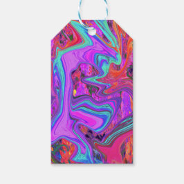 Retro-Lila, blått och Orange Abstrakt, flytande ko Presentetikett