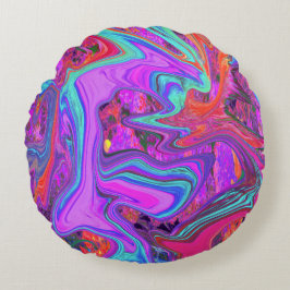 Retro-Lila, blått och Orange Abstrakt, flytande ko Rund Kudde