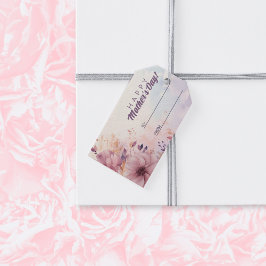 Retro Lila Blommigt Abstrakt Lycklig Mors dag Presentetikett