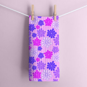 Retro Lila blommor Kökshandduk