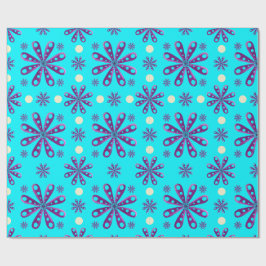 Retro lila blommor på blå bakgrund presentpapper