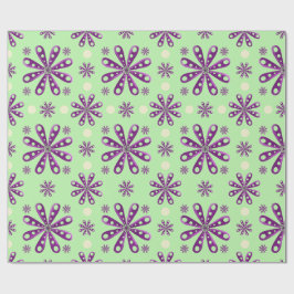 Retro lila blommor på grön bakgrund presentpapper