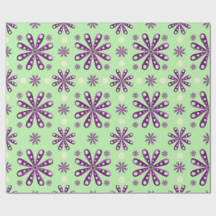 Retro lila blommor på grön bakgrund presentpapper
