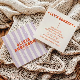 Retro Lila Bold 70:s unika Boho Groovy-Trendig Fyrkantigt Visitkort