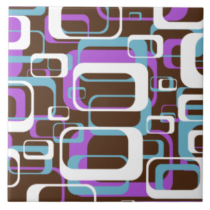 Retro Lila Brown 60-tal Mönster Tile Kakelplatta