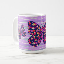 Retro Lila Butterfly Flower Mugg Kopp