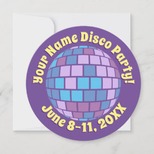 Retro Lila Disco Boll PERSONALISERAD Inbjudningar