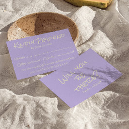 Retro lila färgglatt pastell Whimsical bröllop OSA Kort