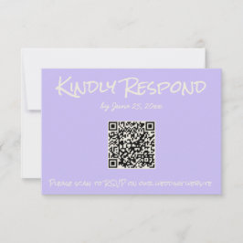Retro Lila Färgrik Pastell QR-kod Bröllop OSA Kort