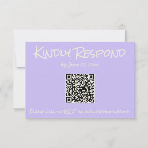 Retro Lila Färgrik Pastell QR-kod Bröllop OSA Kort