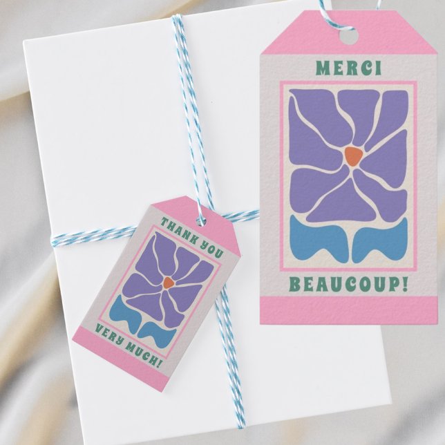 Retro Lila Flower Tack Gift-Märkre Presentetikett (Skapare uppladdad)