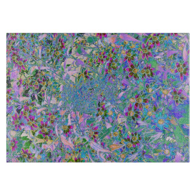 Retro Lila, Grönt och Blå Wildblommor på Rosan (Framsidan)