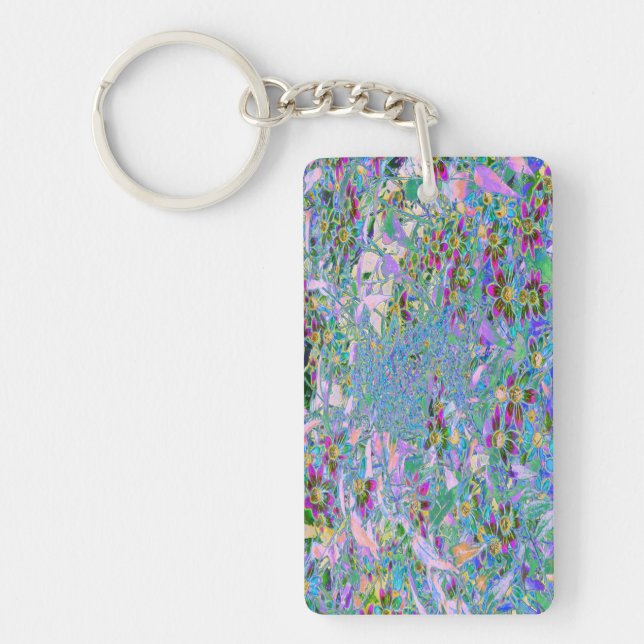 Retro Lila, Grönt och Blå Wildblommor på Rosan (Framsidan)