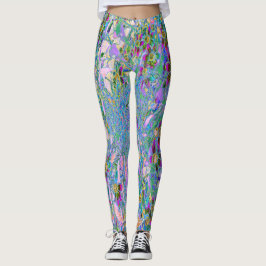 Retro Lila, Grönt och Blå Wildblommor på Rosan Leggings