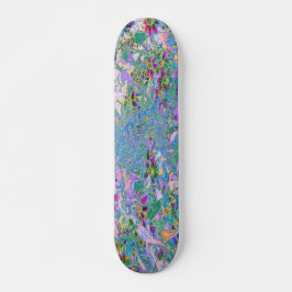 Retro Lila, Grönt och Blå Wildblommor på Rosan Mini Skateboard Bräda 18,5 Cm
