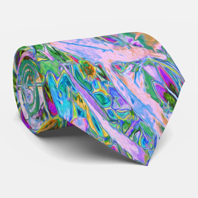 Retro Lila, Grönt och Blå Wildblommor på Rosan Slips (Rullad)