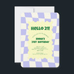 Retro Lila Groovy Checker Mönster Födelsedagsfest Inbjudningar<br><div class="desc">Retro Lila Groovy Checker Mönster Födelsedagsfest</div>