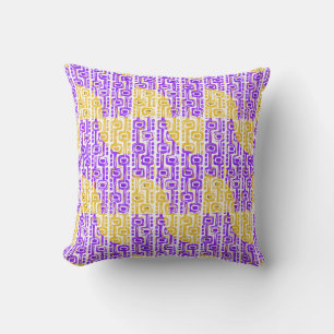 Retro Lila & Gult Geometric Mönster Kudde