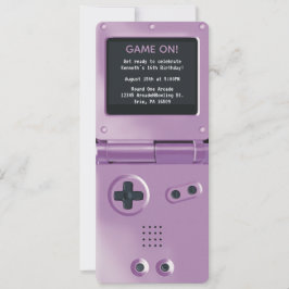 Retro lila handhållen spel-födelsedagsinbjudan inbjudningar