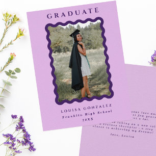 Retro Lila & Lilac Vågar Photo Studenten Meddelande
