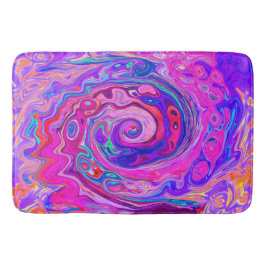 Retro Lila och Orange Abstrakt Groovy Swirl Badrumsmatta