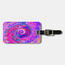 Retro Lila och Orange Abstrakt Groovy Swirl Bagagebricka