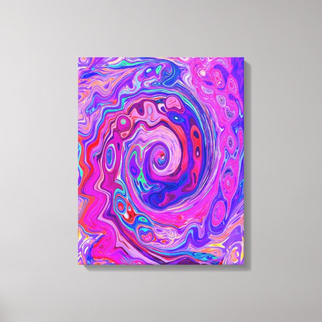 Retro Lila och Orange Abstrakt Groovy Swirl Canvastryck (Framsida)