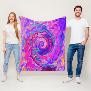 Retro Lila och Orange Abstrakt Groovy Swirl Fleecefilt