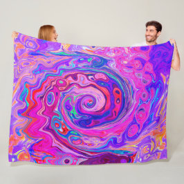 Retro Lila och Orange Abstrakt Groovy Swirl Fleecefilt