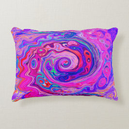 Retro Lila och Orange Abstrakt Groovy Swirl Prydnadskudde
