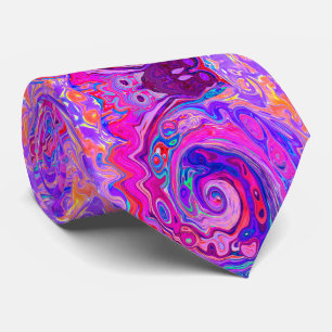Retro Lila och Orange Abstrakt Groovy Swirl Slips