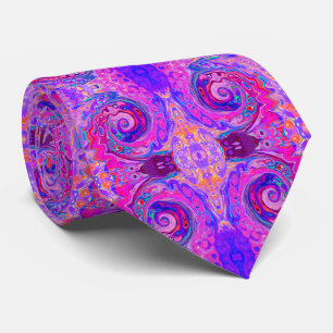Retro Lila och Orange Abstrakt Groovy Swirl Slips