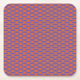Retro Lila Orange Red Tiled Geometric Mönster Underlägg Papper Kvadrat