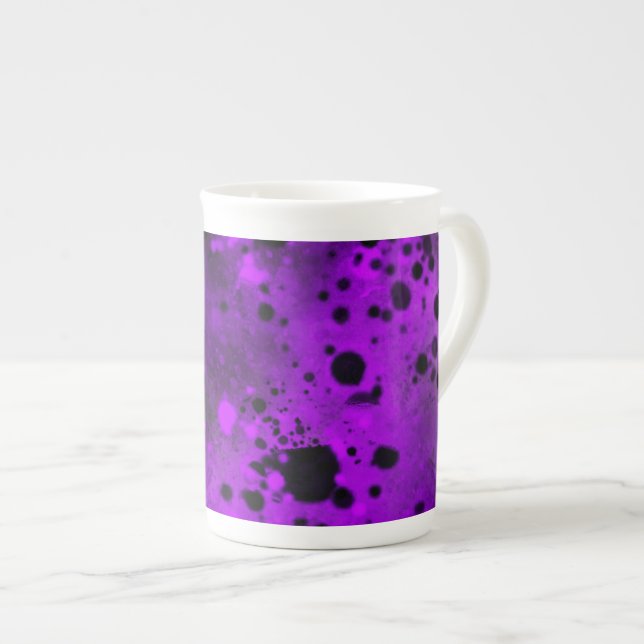 Retro Lila Paint Splatter Benporslin Mugg (Framsida höger)