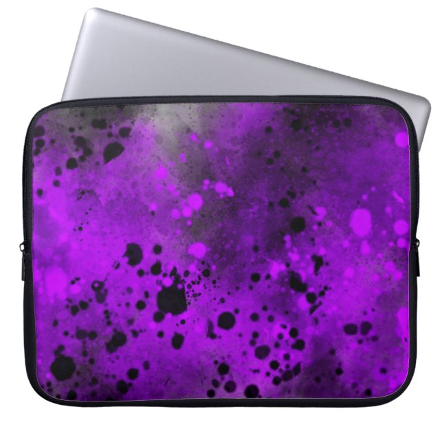 Retro Lila Paint Splatter Laptop Fodral (Framsidan)