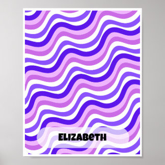 Retro Lila Personlig Namn Design Poster